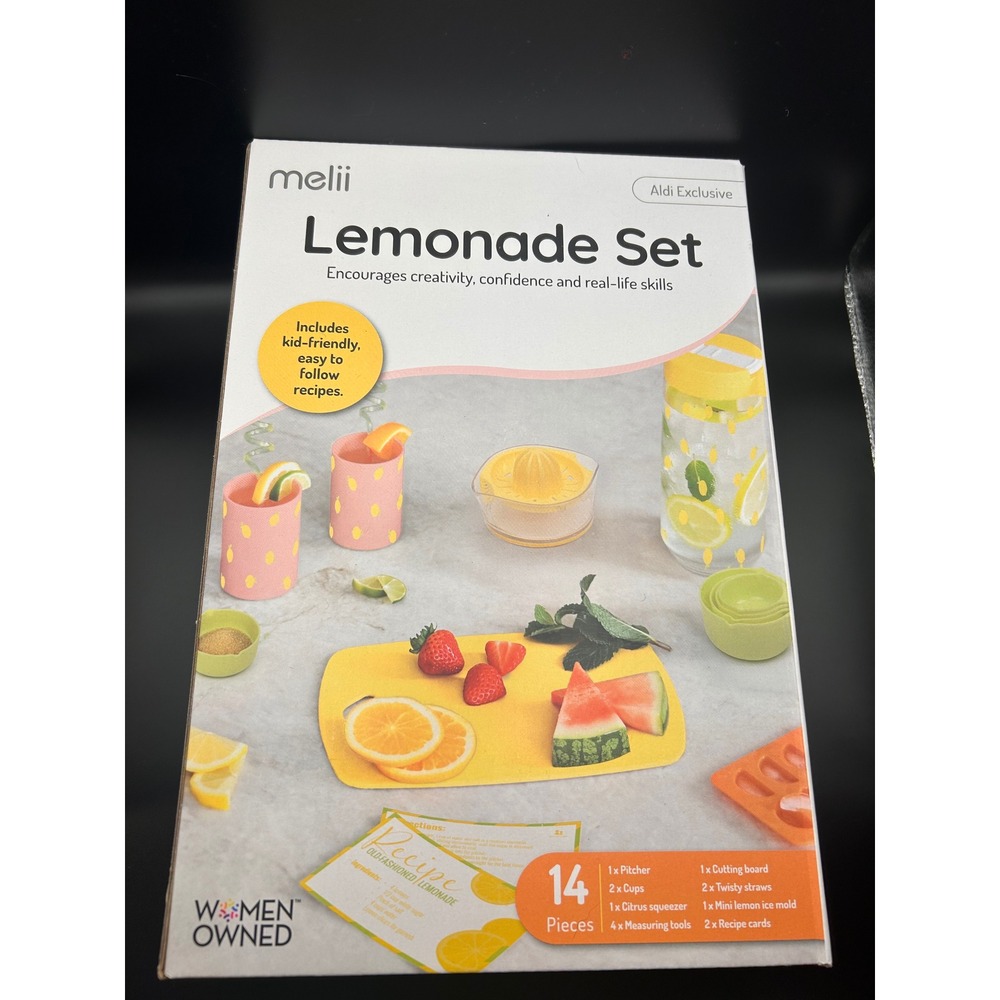 NEW Melii Lemonade Stand Set Aldi Exclusive 14 Piece Kids Kitchen Play Set
